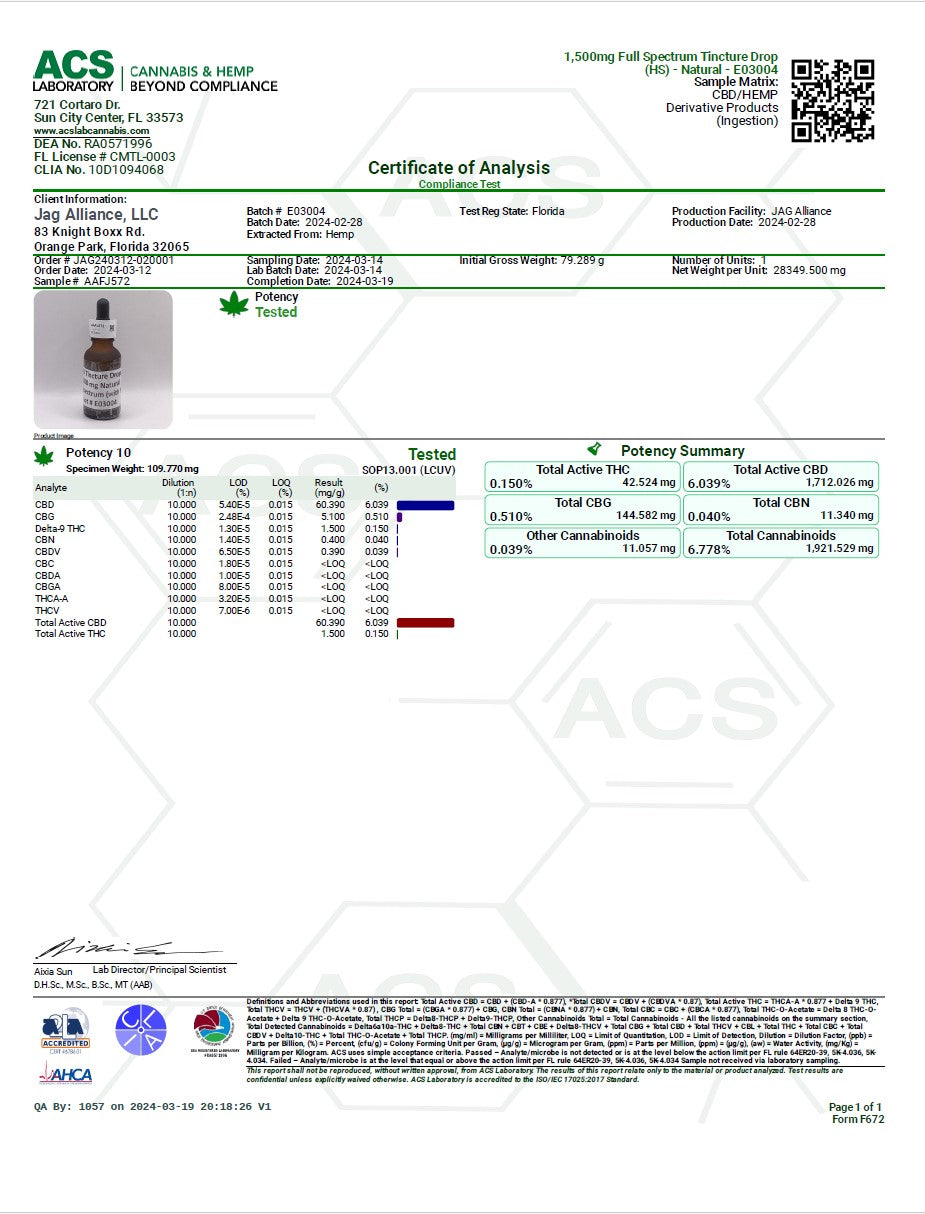 1500mg CBD Full Spectrum Hemp Oil Tincture