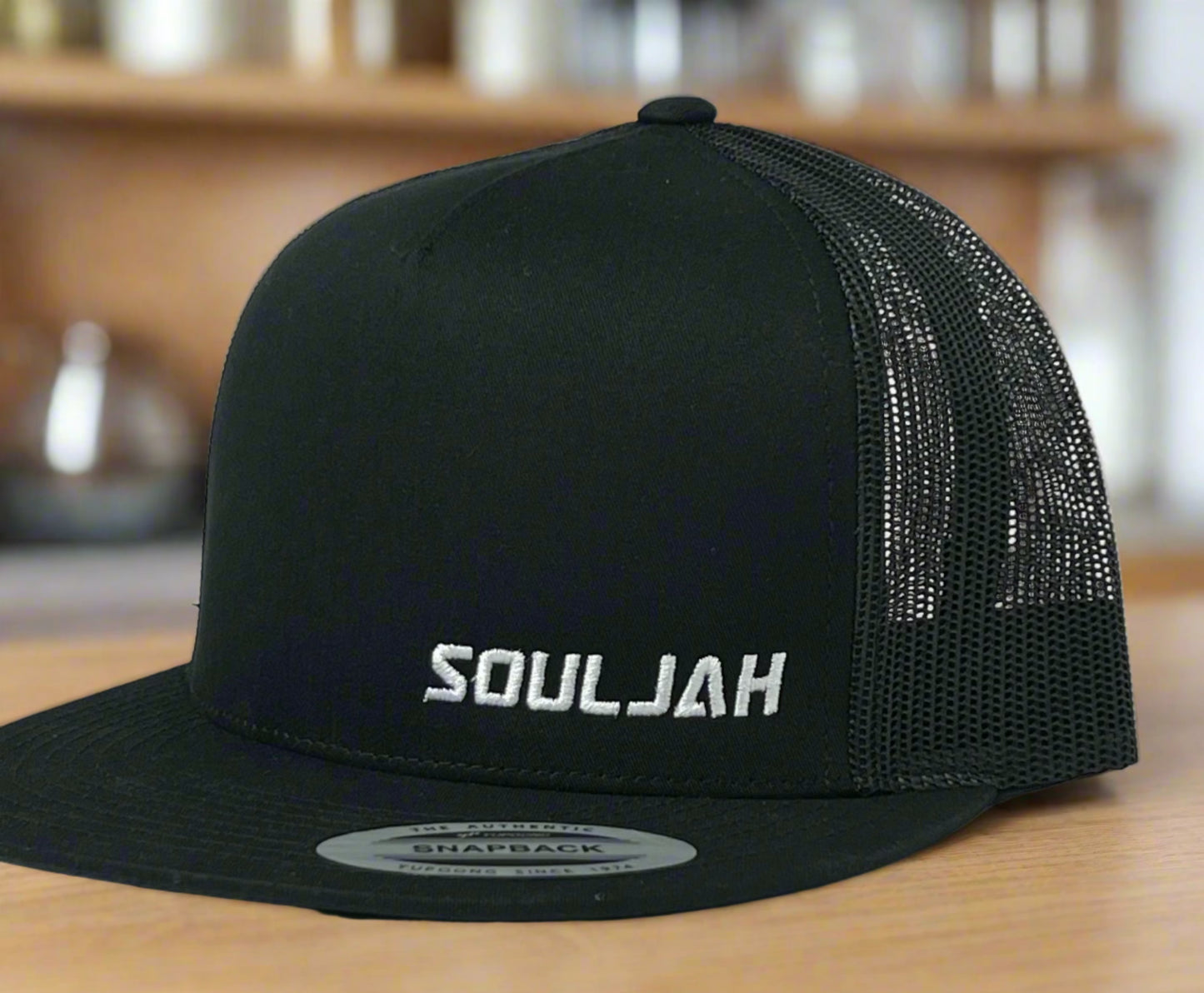 SOULJAH SNAPBACK HAT - BLACK FLAT BRIM