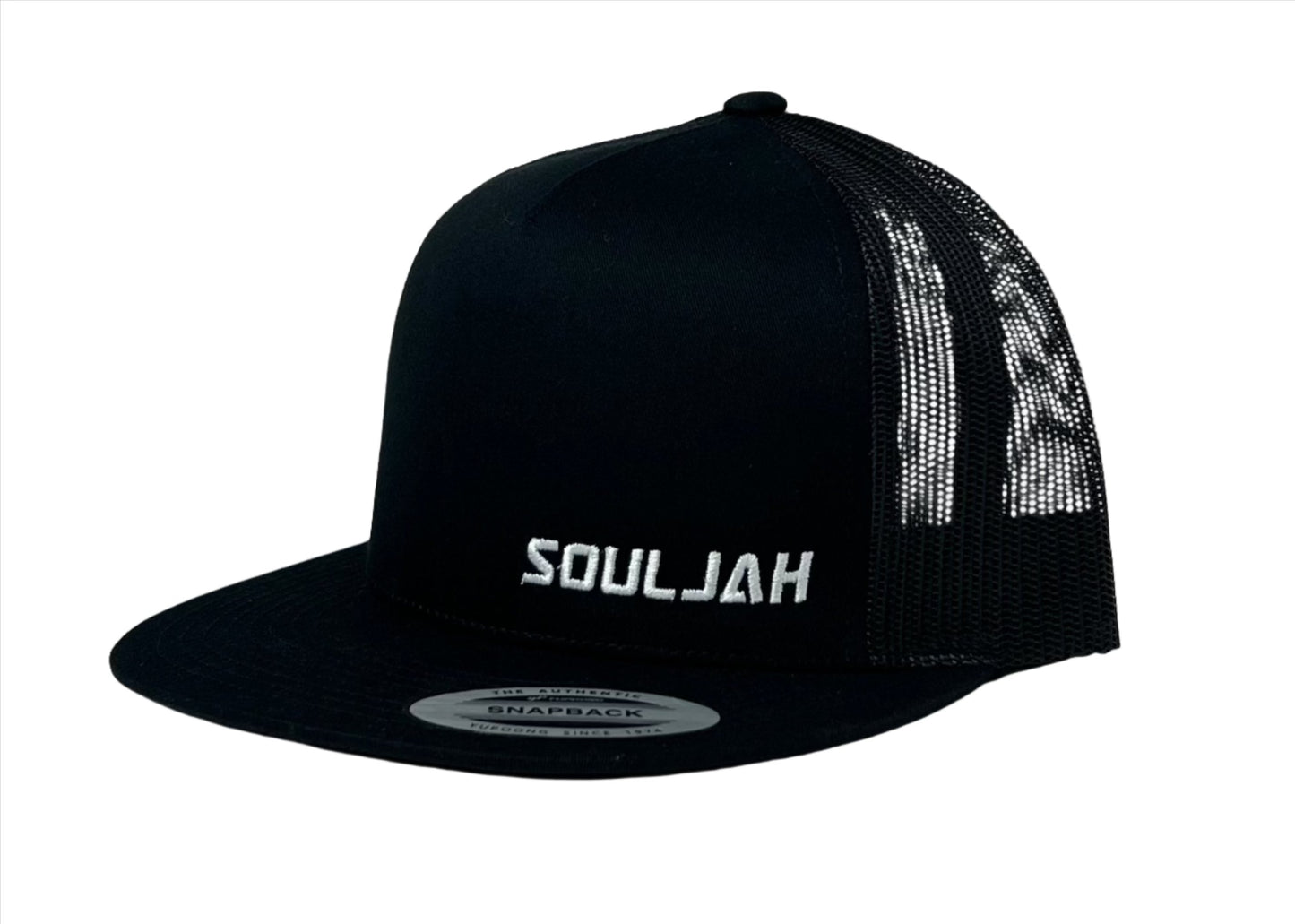 SOULJAH SNAPBACK HAT - BLACK FLAT BRIM